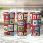 Australia Wildlife Christmas Stamp Tumbler Cup Red Aussie Native Animal Seamless Pattern