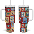 Australia Wildlife Christmas Stamp Tumbler With Handle Red Aussie Native Animal Seamless Pattern