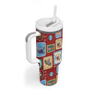 Australia Wildlife Christmas Stamp Tumbler With Handle Red Aussie Native Animal Seamless Pattern