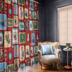 Australia Wildlife Christmas Stamp Window Curtain Red Aussie Native Animal Seamless Pattern