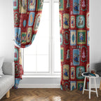 Australia Wildlife Christmas Stamp Window Curtain Red Aussie Native Animal Seamless Pattern