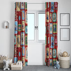 Australia Wildlife Christmas Stamp Window Curtain Red Aussie Native Animal Seamless Pattern