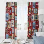Australia Wildlife Christmas Stamp Window Curtain Red Aussie Native Animal Seamless Pattern