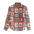 Australia Wildlife Christmas Stamp Women Casual Shirt Red Aussie Native Animal Seamless Pattern