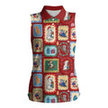 Australia Wildlife Christmas Stamp Women Sleeveless Polo Shirt Red Aussie Native Animal Seamless Pattern