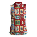 Australia Wildlife Christmas Stamp Women Sleeveless Polo Shirt Red Aussie Native Animal Seamless Pattern