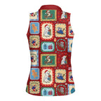 Australia Wildlife Christmas Stamp Women Sleeveless Polo Shirt Red Aussie Native Animal Seamless Pattern