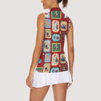 Australia Wildlife Christmas Stamp Women Sleeveless Polo Shirt Red Aussie Native Animal Seamless Pattern