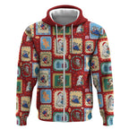 Australia Wildlife Christmas Stamp Zip Hoodie Red Aussie Native Animal Seamless Pattern