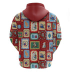 Australia Wildlife Christmas Stamp Zip Hoodie Red Aussie Native Animal Seamless Pattern