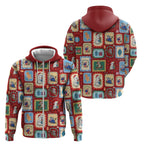 Australia Wildlife Christmas Stamp Zip Hoodie Red Aussie Native Animal Seamless Pattern
