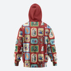 Australia Wildlife Christmas Stamp Zip Hoodie Red Aussie Native Animal Seamless Pattern