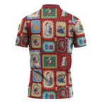 Australia Wildlife Christmas Stamp Zipper Polo Shirt Red Aussie Native Animal Seamless Pattern