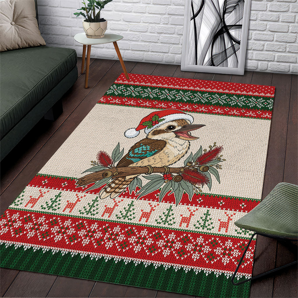 Aussie Kookaburra Christmas Area Rug Festive Knitted Pattern Inspired