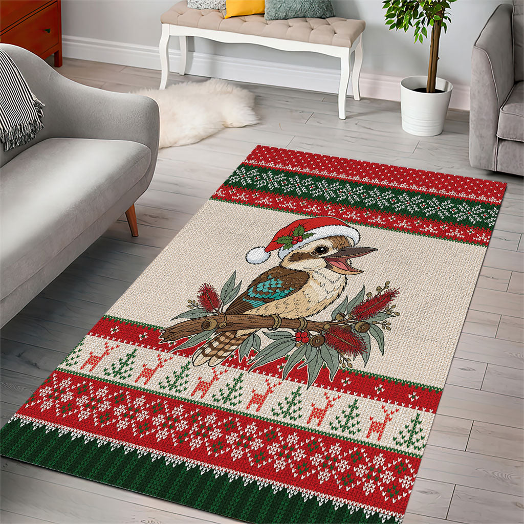 Aussie Kookaburra Christmas Area Rug Festive Knitted Pattern Inspired
