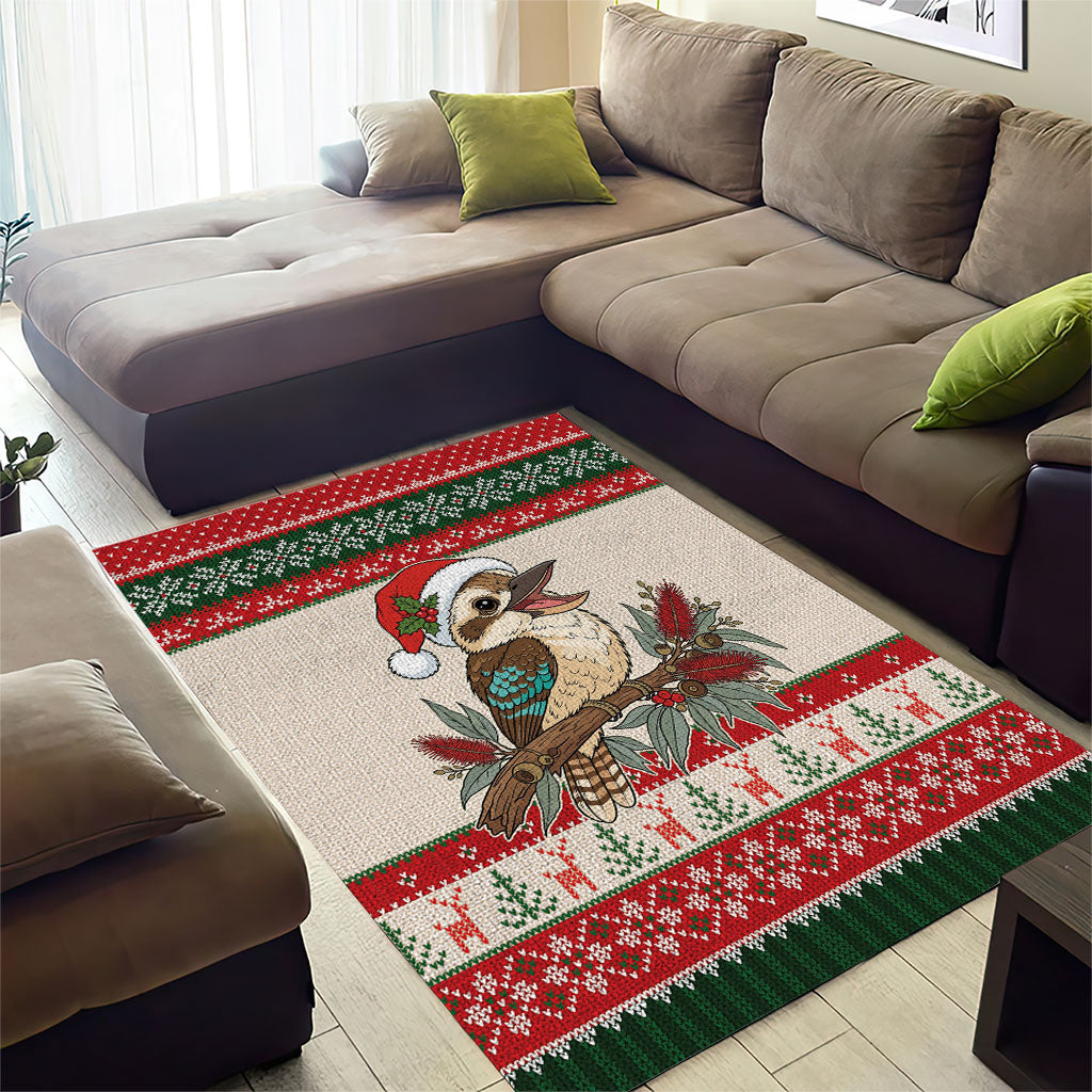Aussie Kookaburra Christmas Area Rug Festive Knitted Pattern Inspired