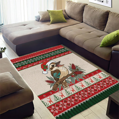 Aussie Kookaburra Christmas Area Rug Festive Knitted Pattern Inspired