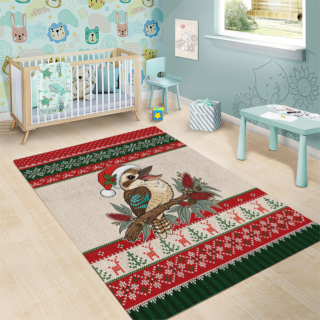 Aussie Kookaburra Christmas Area Rug Festive Knitted Pattern Inspired