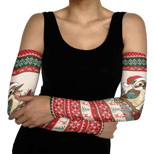Aussie Kookaburra Christmas Arm Sleeves Festive Knitted Pattern Inspired