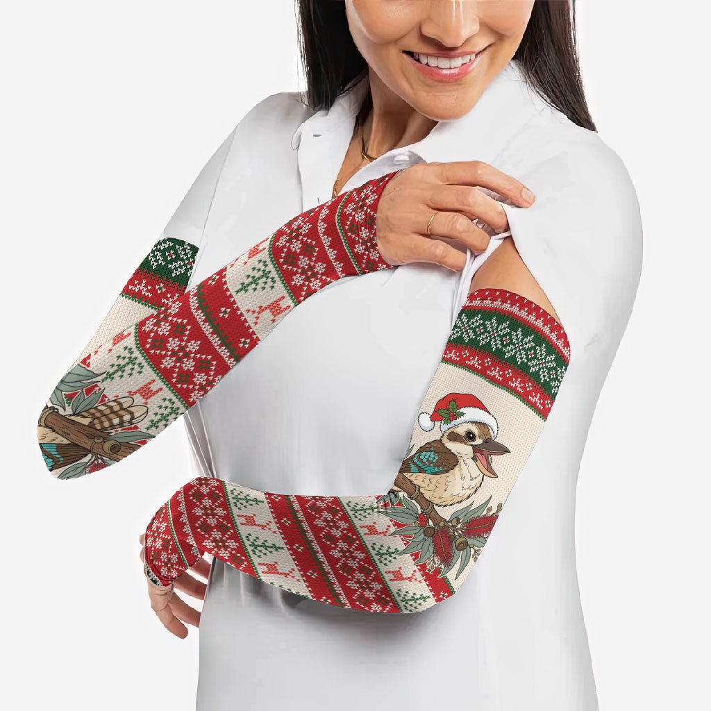 Aussie Kookaburra Christmas Arm Sleeves Festive Knitted Pattern Inspired