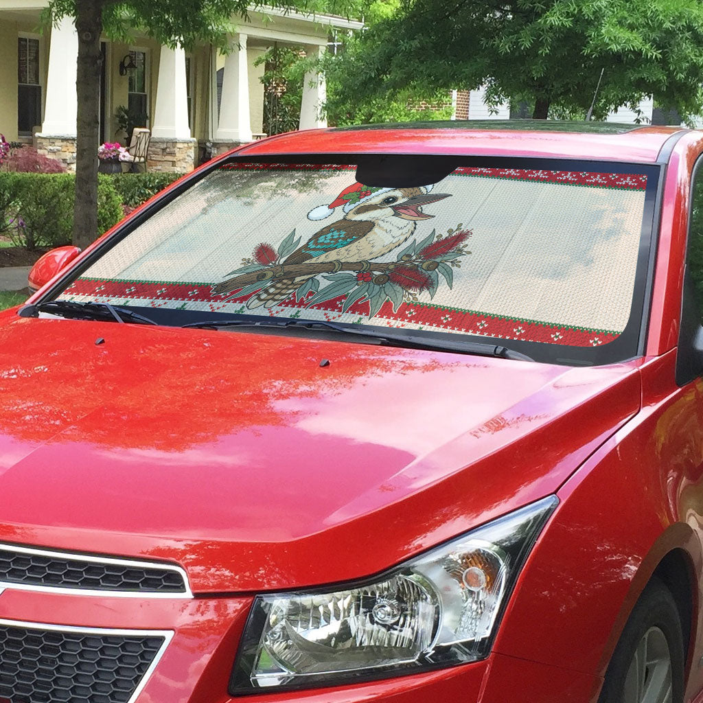 Aussie Kookaburra Christmas Auto Sun Shade Festive Knitted Pattern Inspired