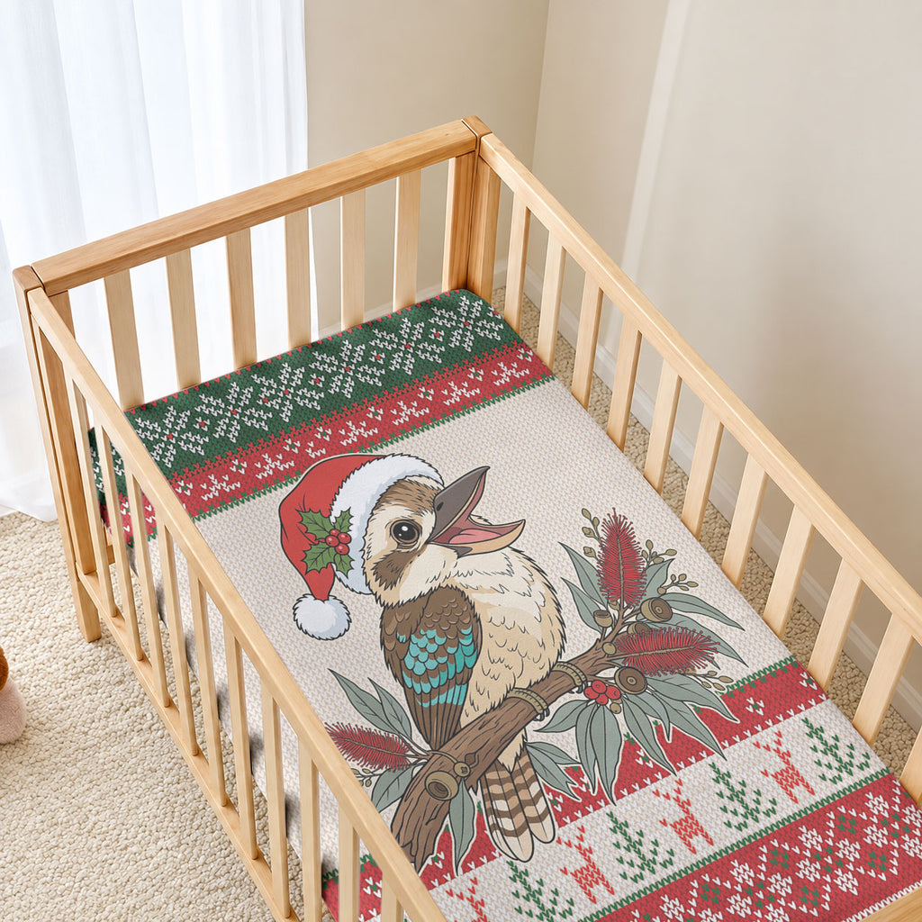 Aussie Kookaburra Christmas Baby Bed Cover Festive Knitted Pattern Inspired