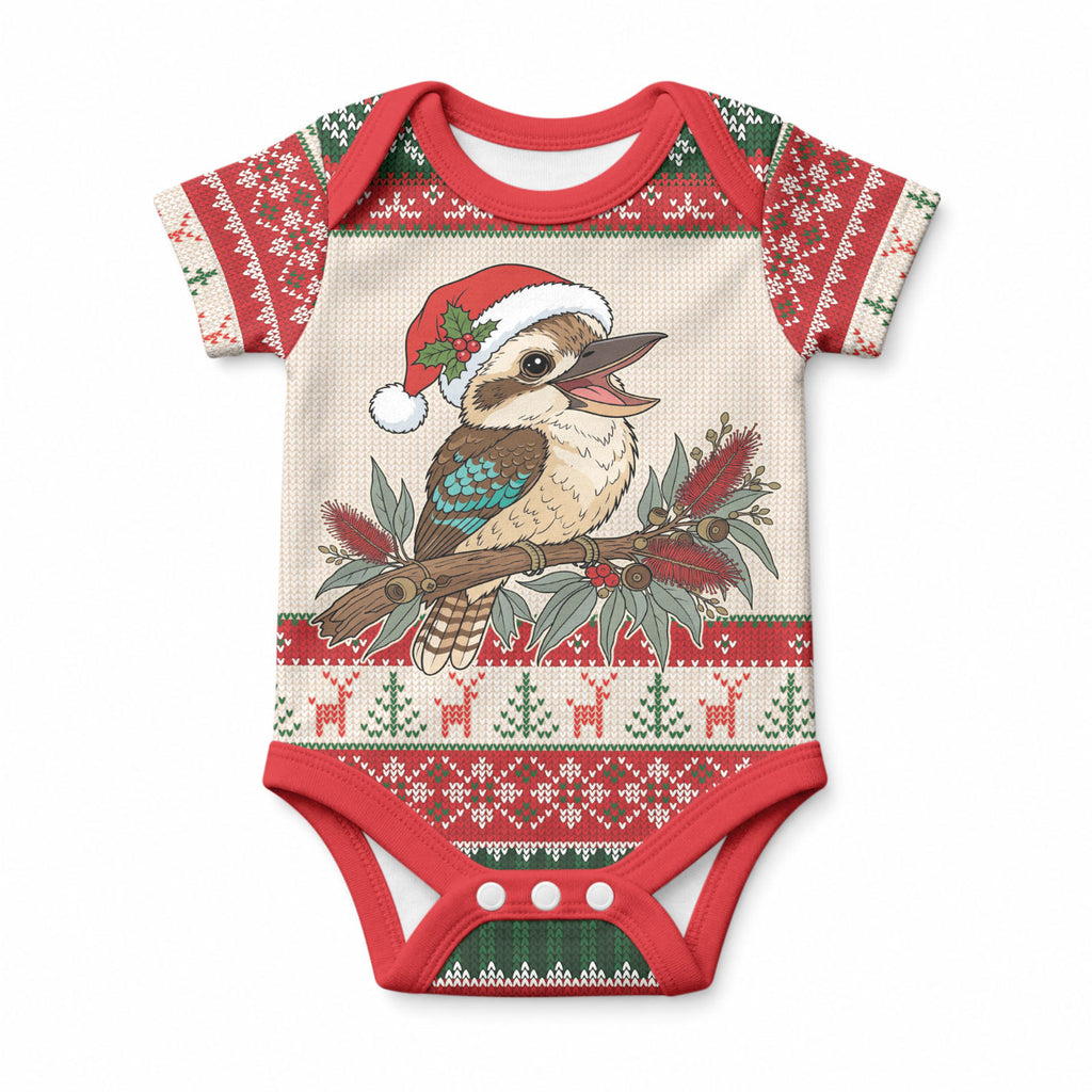 Aussie Kookaburra Christmas Baby Onesie Festive Knitted Pattern Inspired