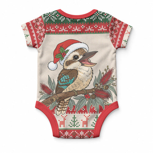 Aussie Kookaburra Christmas Baby Onesie Festive Knitted Pattern Inspired