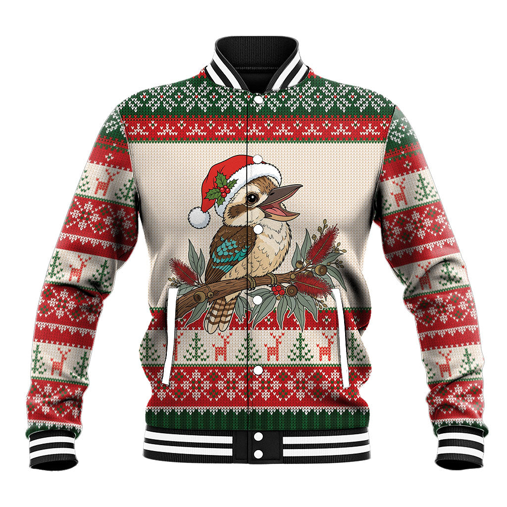 Aussie Kookaburra Christmas Baseball Jacket Festive Knitted Pattern Inspired