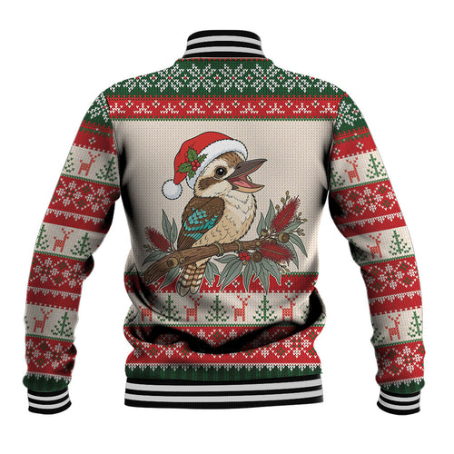 Aussie Kookaburra Christmas Baseball Jacket Festive Knitted Pattern Inspired