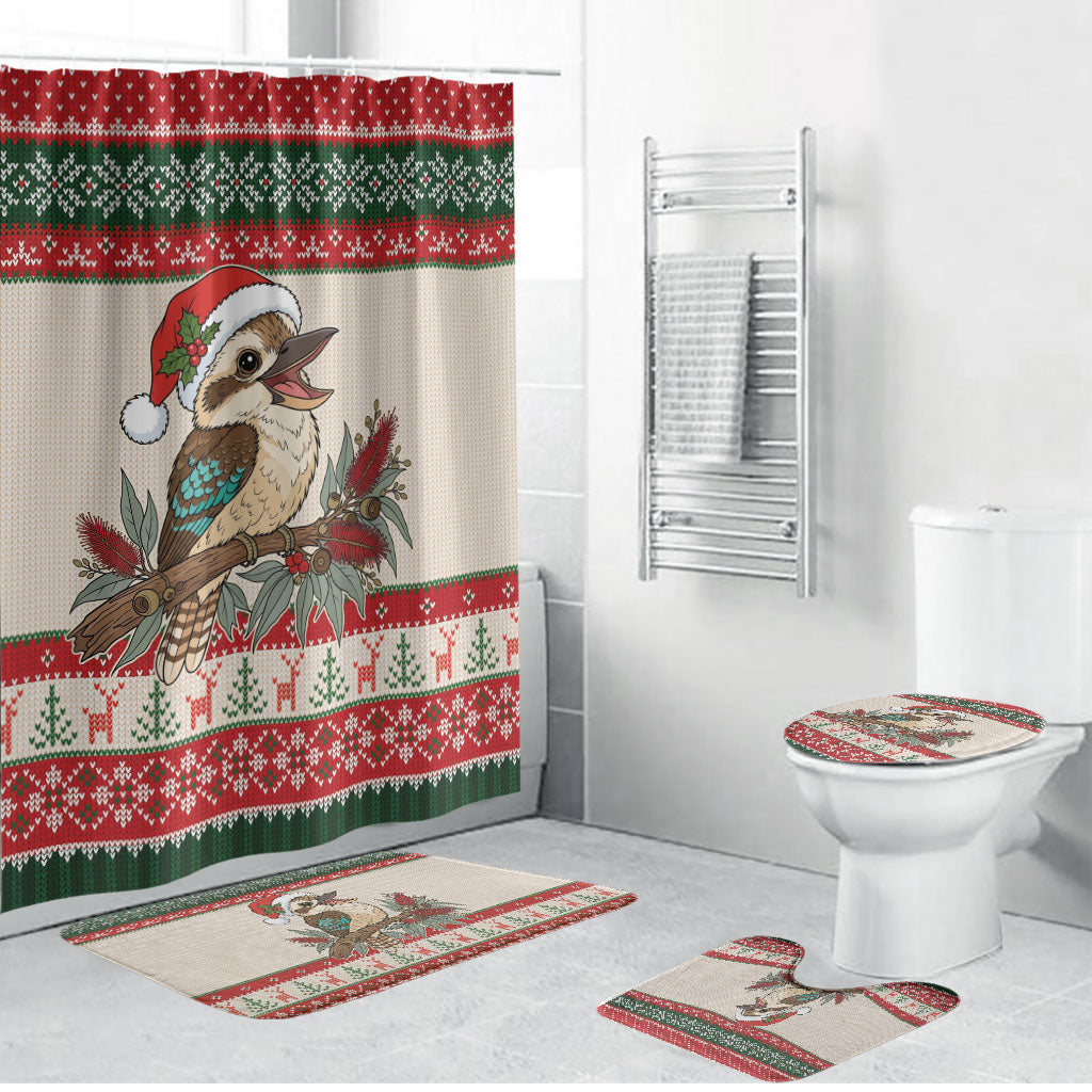 Aussie Kookaburra Christmas Bathroom Set Festive Knitted Pattern Inspired