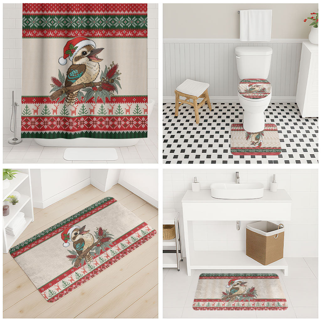 Aussie Kookaburra Christmas Bathroom Set Festive Knitted Pattern Inspired
