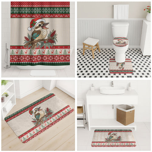 Aussie Kookaburra Christmas Bathroom Set Festive Knitted Pattern Inspired
