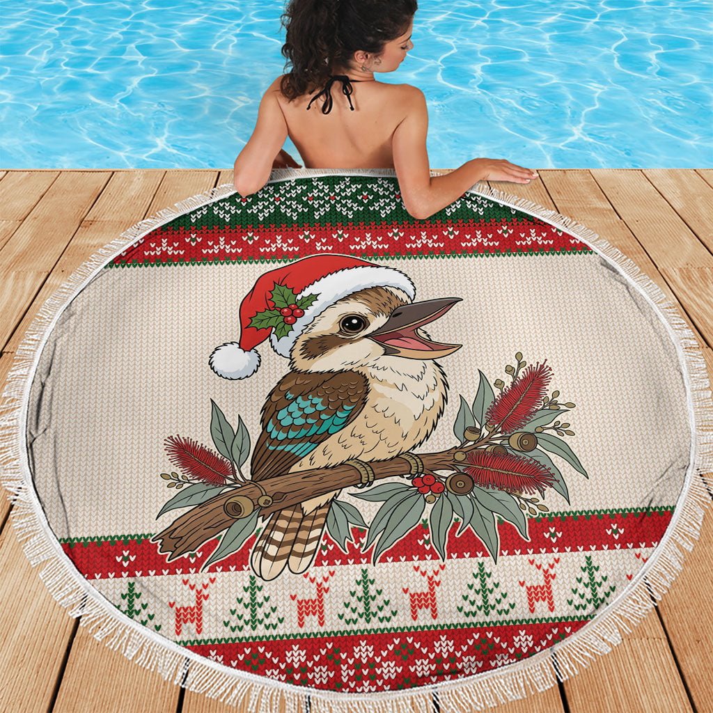 Aussie Kookaburra Christmas Beach Blanket Festive Knitted Pattern Inspired