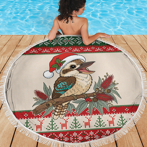 Aussie Kookaburra Christmas Beach Blanket Festive Knitted Pattern Inspired