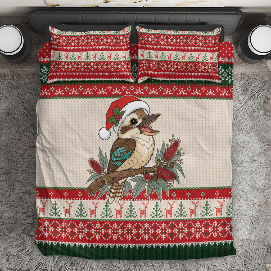 Aussie Kookaburra Christmas Bedding Set Festive Knitted Pattern Inspired