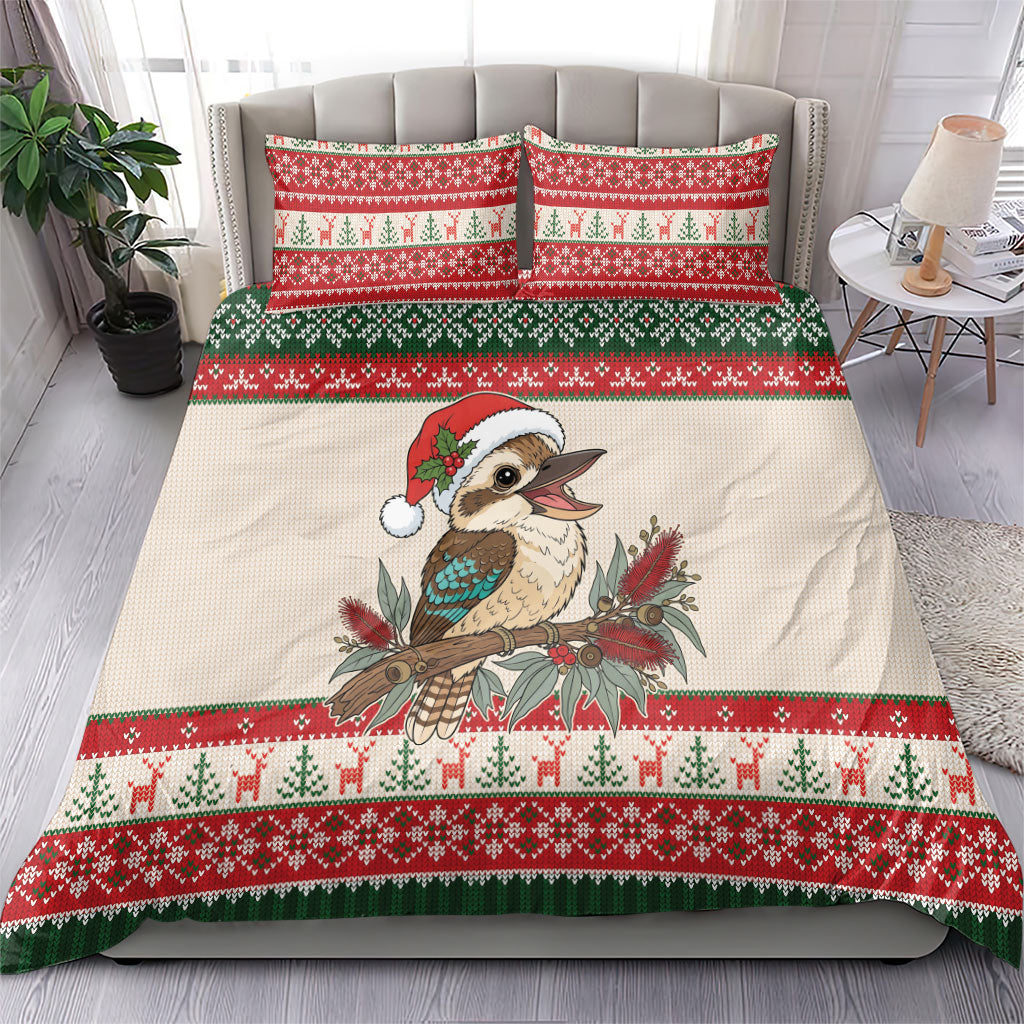 Aussie Kookaburra Christmas Bedding Set Festive Knitted Pattern Inspired