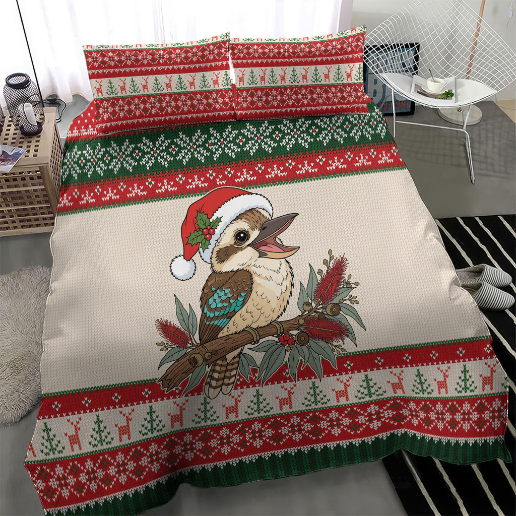 Aussie Kookaburra Christmas Bedding Set Festive Knitted Pattern Inspired