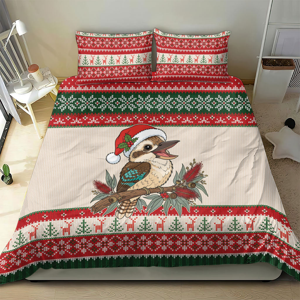 Aussie Kookaburra Christmas Bedding Set Festive Knitted Pattern Inspired