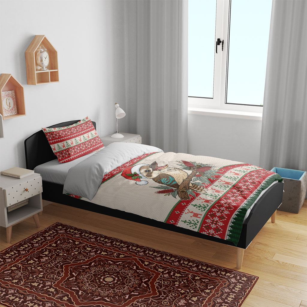 Aussie Kookaburra Christmas Bedding Set Festive Knitted Pattern Inspired