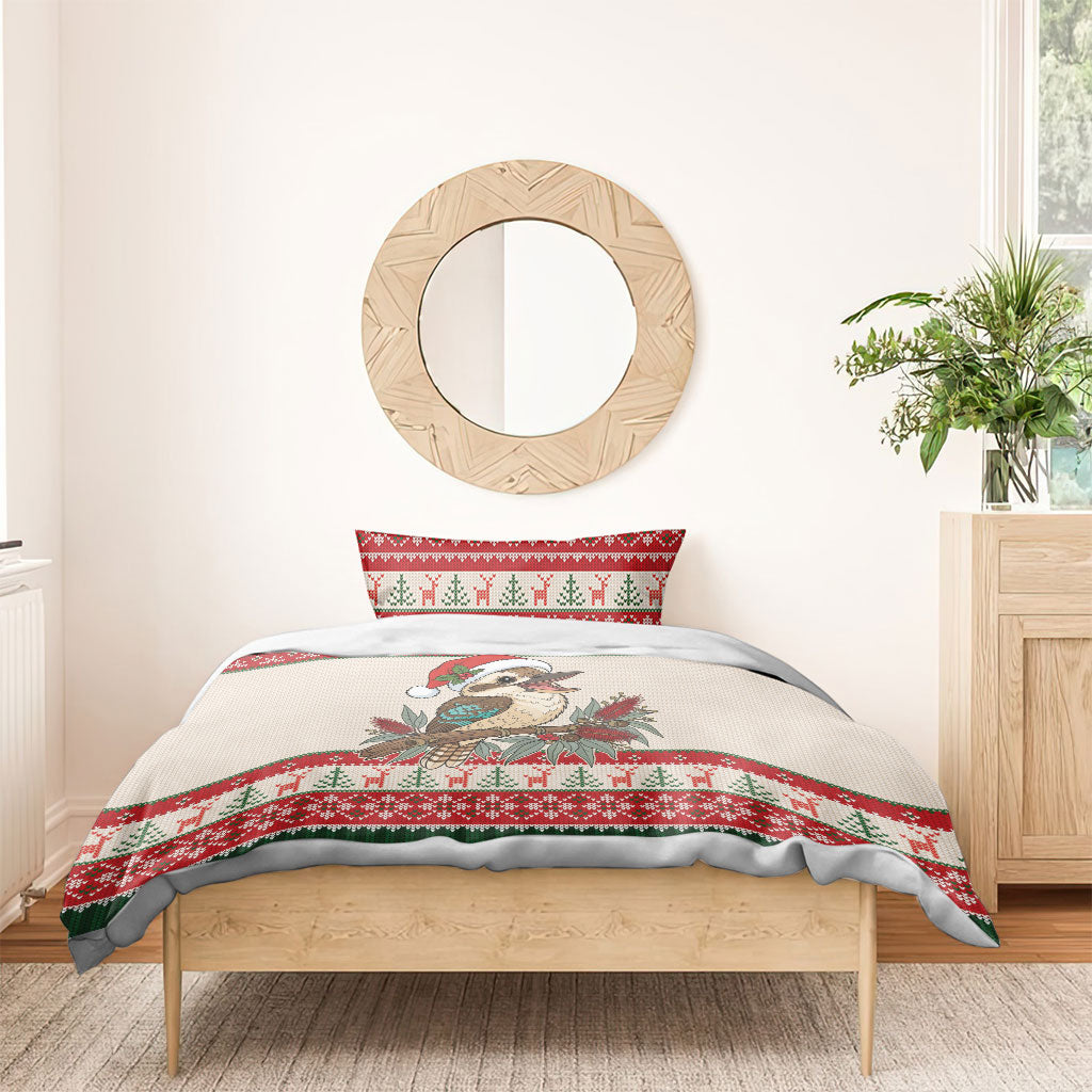 Aussie Kookaburra Christmas Bedding Set Festive Knitted Pattern Inspired