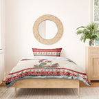Aussie Kookaburra Christmas Bedding Set Festive Knitted Pattern Inspired