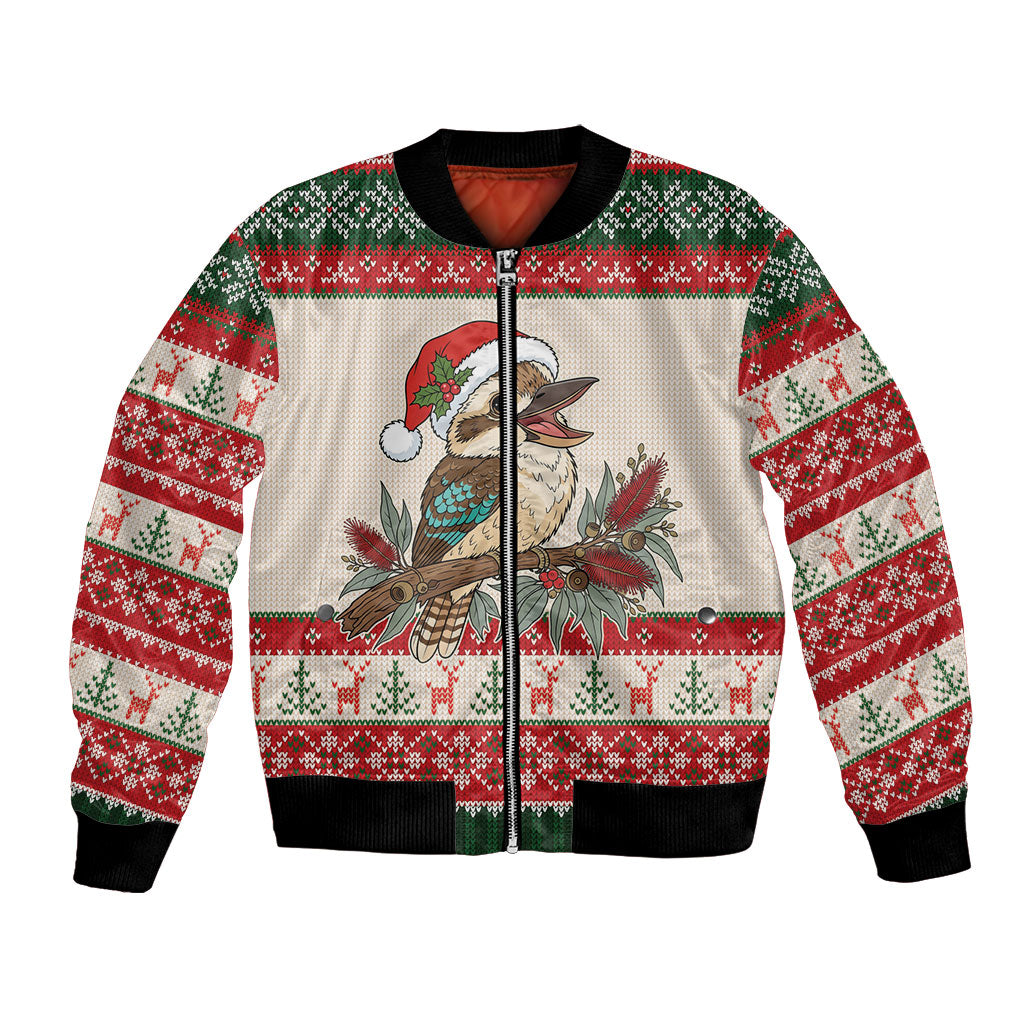 Aussie Kookaburra Christmas Bomber Jacket Festive Knitted Pattern Inspired