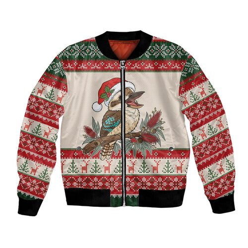 Aussie Kookaburra Christmas Bomber Jacket Festive Knitted Pattern Inspired