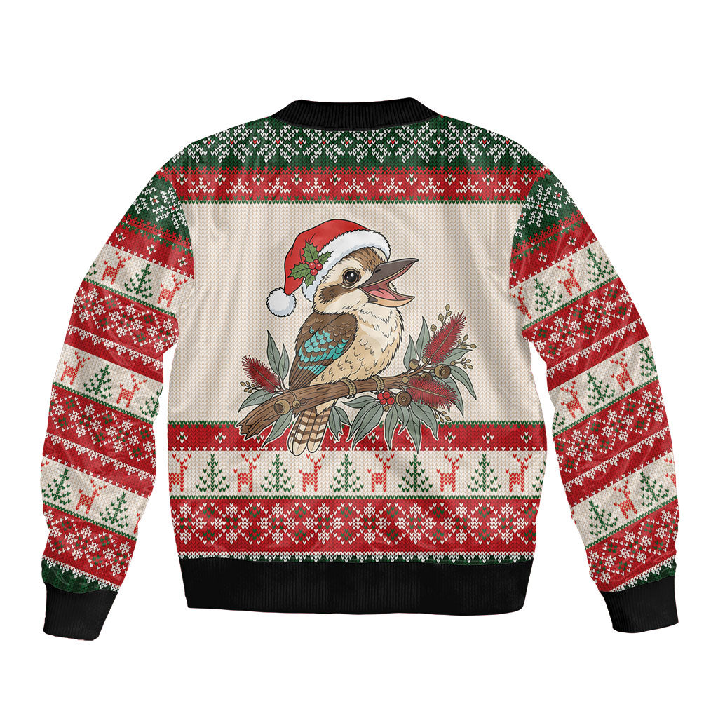 Aussie Kookaburra Christmas Bomber Jacket Festive Knitted Pattern Inspired