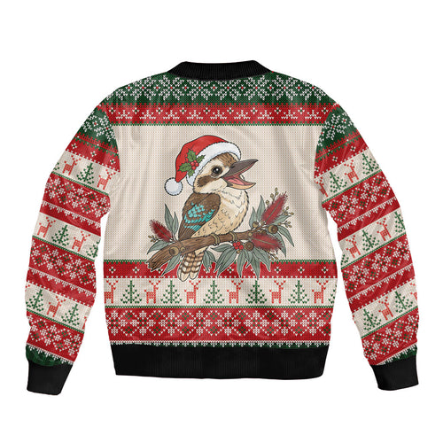 Aussie Kookaburra Christmas Bomber Jacket Festive Knitted Pattern Inspired