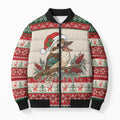 Aussie Kookaburra Christmas Bomber Puffer Jacket Festive Knitted Pattern Inspired