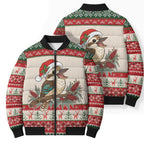 Aussie Kookaburra Christmas Bomber Puffer Jacket Festive Knitted Pattern Inspired
