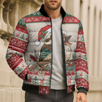 Aussie Kookaburra Christmas Bomber Puffer Jacket Festive Knitted Pattern Inspired