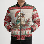 Aussie Kookaburra Christmas Bomber Puffer Jacket Festive Knitted Pattern Inspired